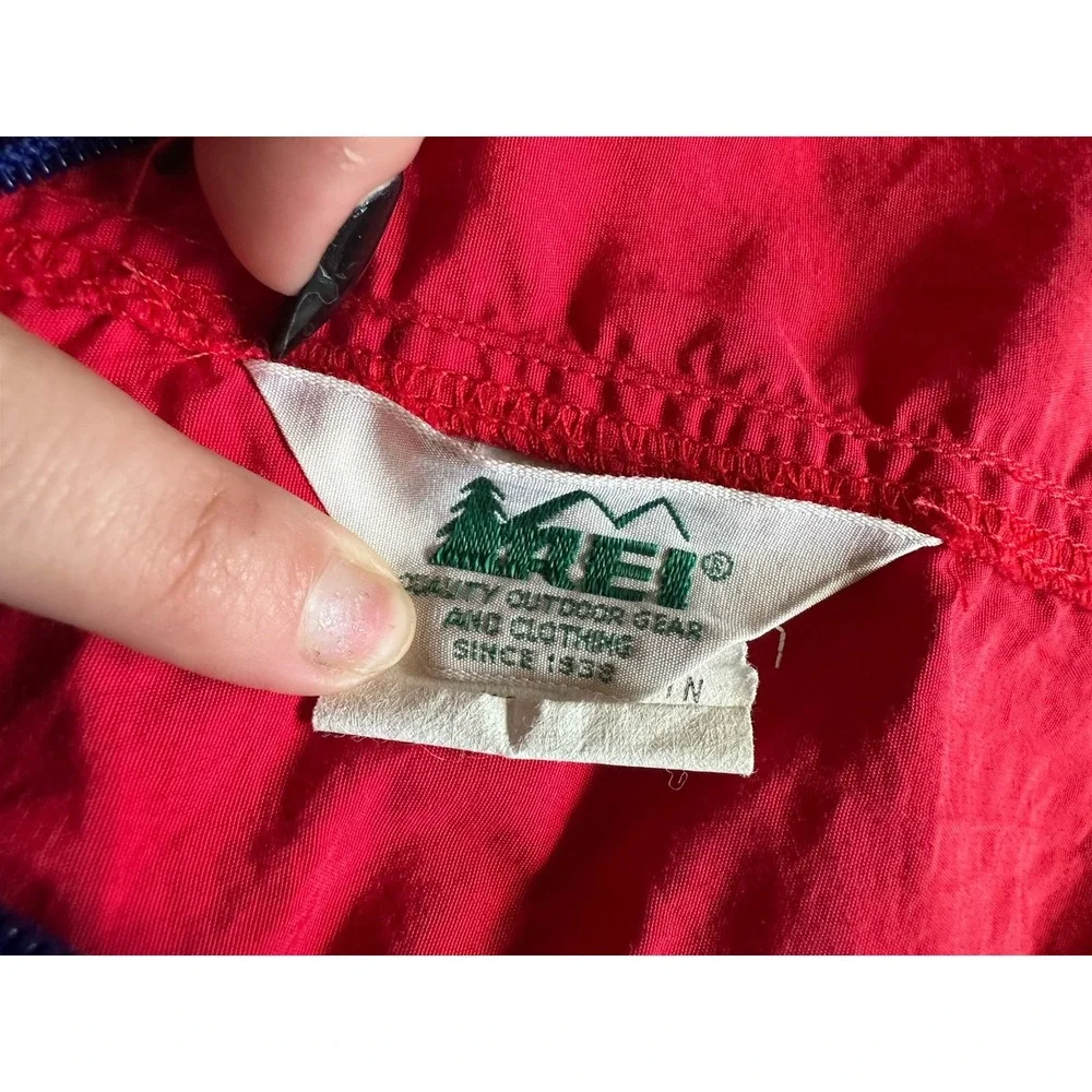 Vintage REI Windbreaker Pullover Red Blue L Large 90s Nylon Lightweight Packable